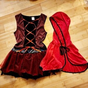 Red Hooded Cutie Little Riding Hood Halloween Costume Cosplay Teen's Large L EUC
